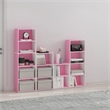 Pemberly Row Contemporary 3-Tier Open Shelf Bookcase in Pink/White
