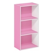 Pemberly Row Contemporary 3-Tier Open Shelf Bookcase in Pink/White