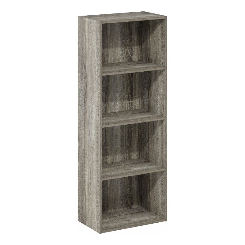 Pemberly Row Contemporary 4-Tier Open Shelf Bookcase in French Oak