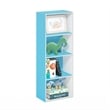 Pemberly Row Contemporary 4-Tier Open Shelf Bookcase in Light Blue/White