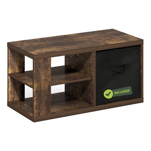 Pemberly Row Contemporary Coffee Table with Storage Bin in Amber Pine