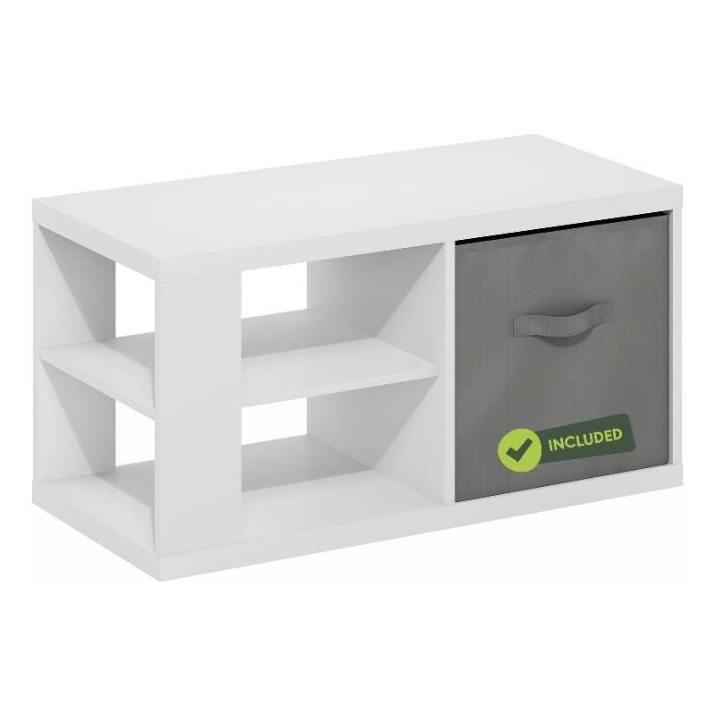 Pemberly Row Contemporary Coffee Table with Storage Bin in White