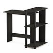 Pemberly Row Wood Corner Computer Desk with Bookshelf in Espresso/Black