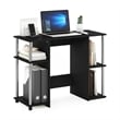 Pemberly Row Compact Computer/Study Desk in Americano in Stainless Steel Tubes