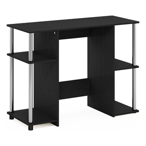 Pemberly Row Compact Computer/Study Desk in Americano in Stainless Steel Tubes