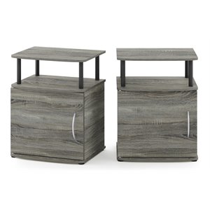 Pemberly Row Engineered Wood End Table in French Oak Gray/Black (Set of 2)