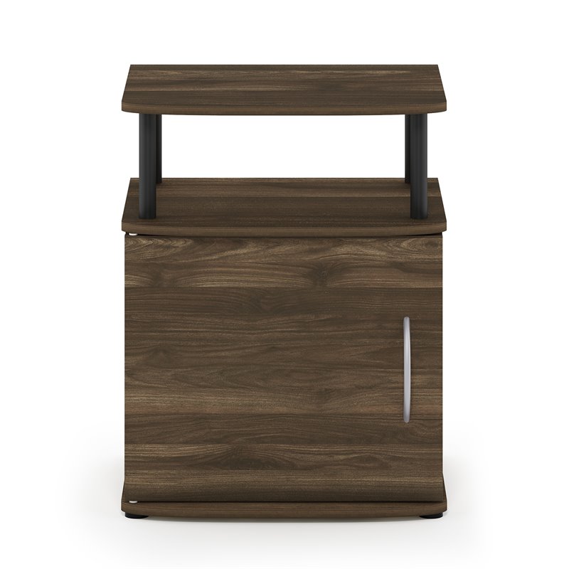 Pemberly Row Engineered Wood End Table in Columbia Walnut/Black