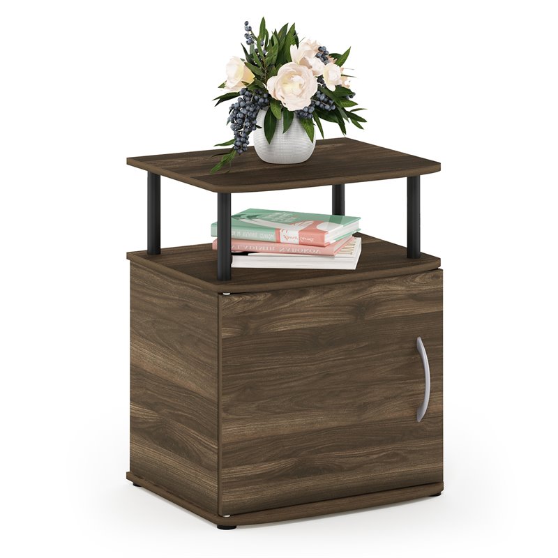 Pemberly Row Engineered Wood End Table in Columbia Walnut/Black