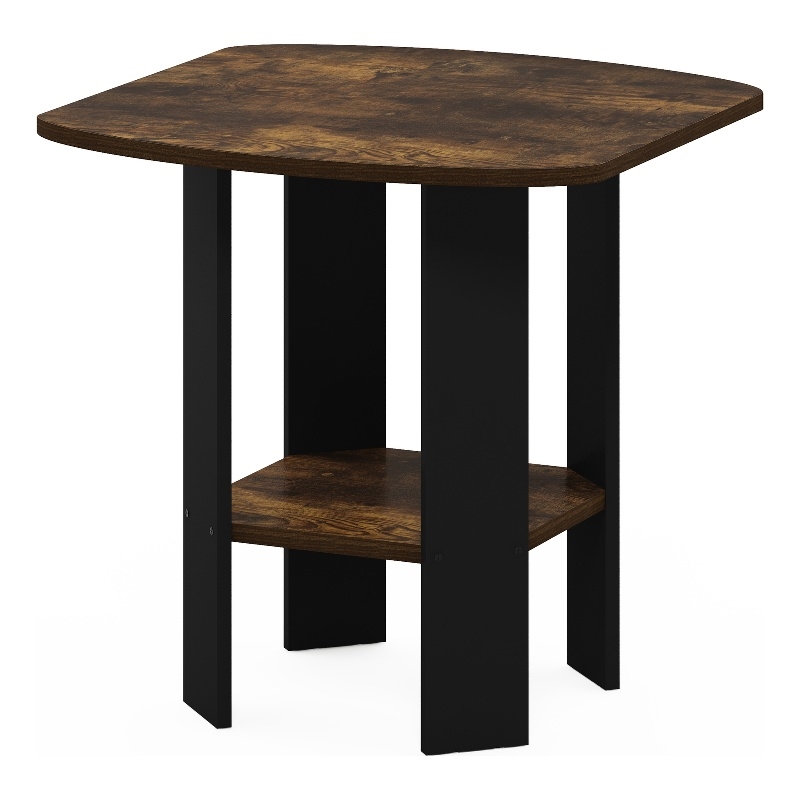 Pemberly Row Contemporary End/SideTable in Amber Pine/Black Finish