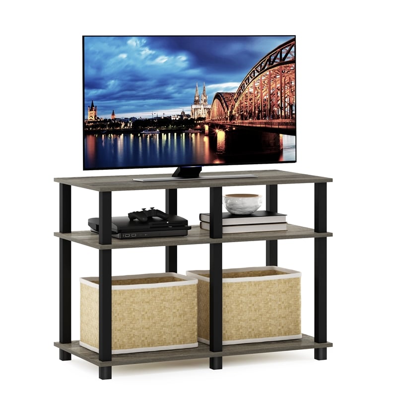 Pemberly Row Turn-N-Tube TV Stand for TV up to 40-inch in French Oak/Black