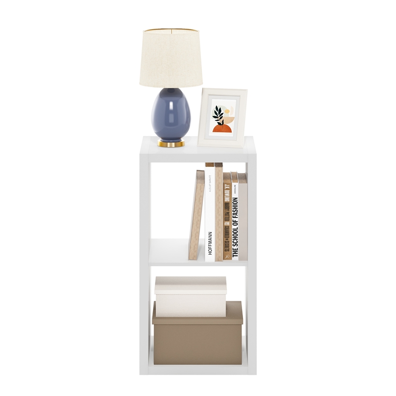 Pemberly Row Open Back Decorative Cube Storage Organizer in 2-Cube in White