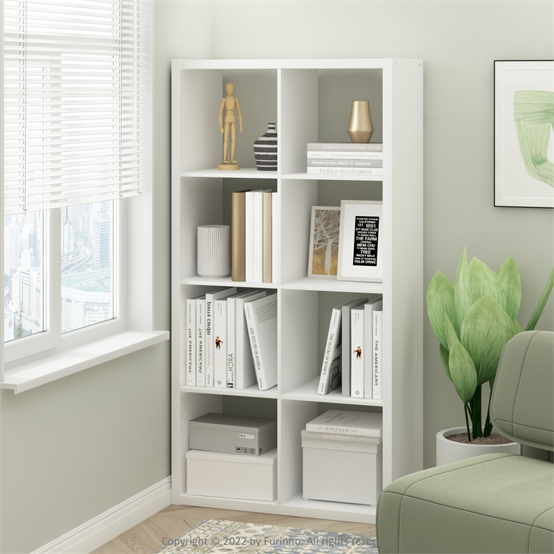 Pemberly Row Open Back Decorative Cube Storage Organizer in 8-Cube in White