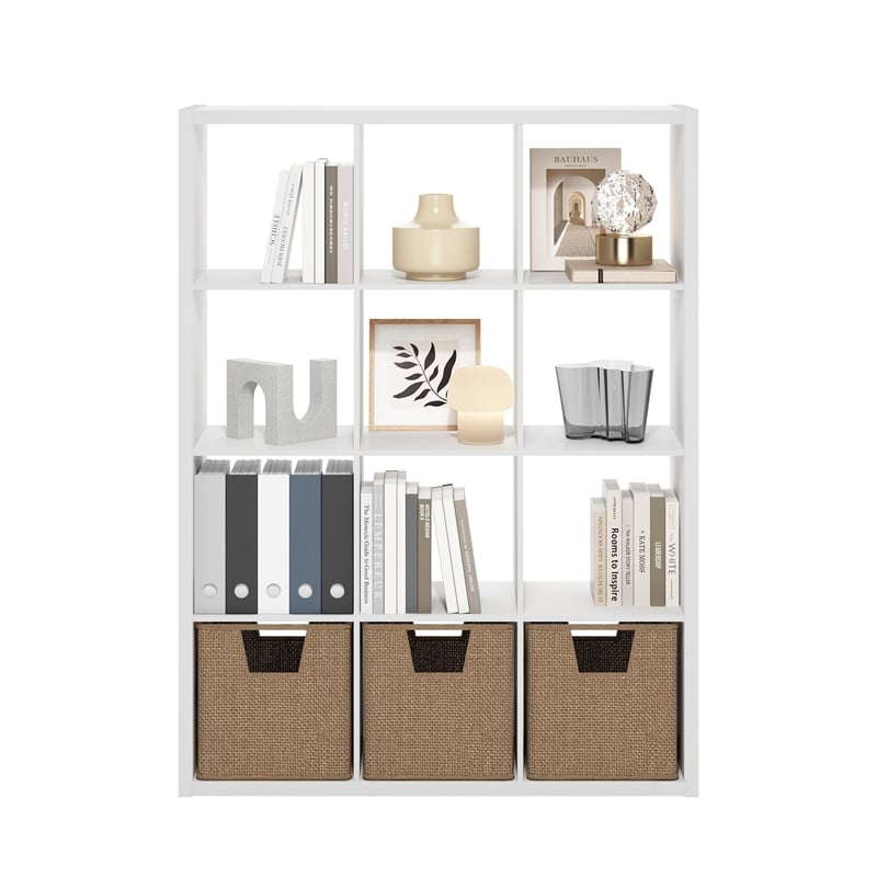 Pemberly Row Open Back Decorative Cube Storage Organizer in 12-Cube in White