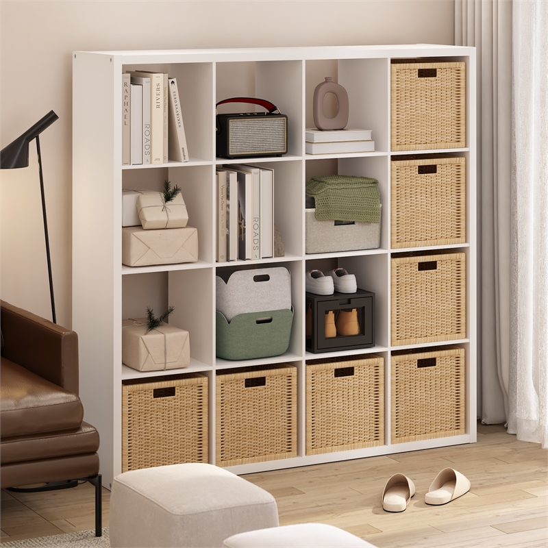 Pemberly Row Open Back Decorative Cube Storage Organizer in 16-Cube in White