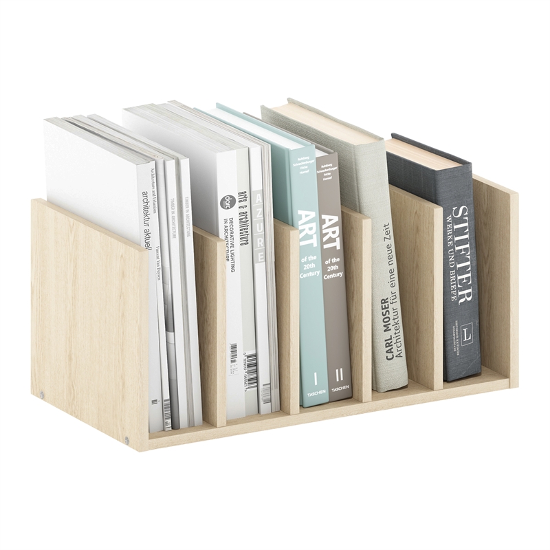 Pemberly Row Office Supplies Desktop Bookshelf Storage in Bauhaus Oak
