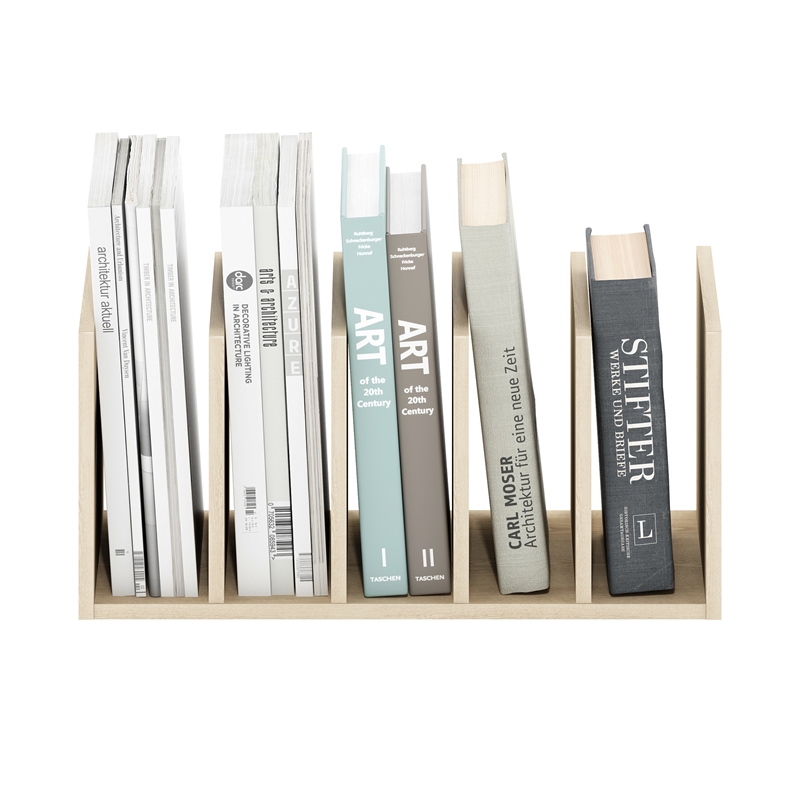 Pemberly Row Office Supplies Desktop Bookshelf Storage in Bauhaus Oak