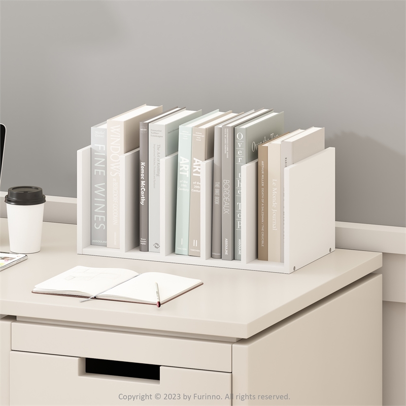 Pemberly Row Office Supplies Desktop Bookshelf Storage Organizer in White
