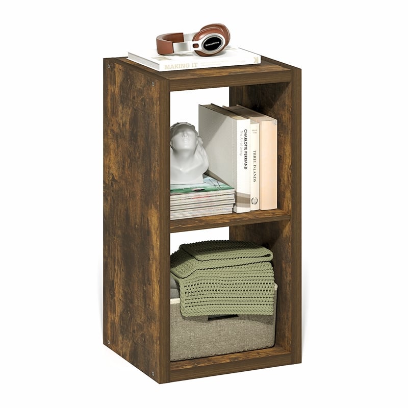 Pemberly Row Open Back Decorative Cube Storage Organizer in 2-Cube Amber Pine