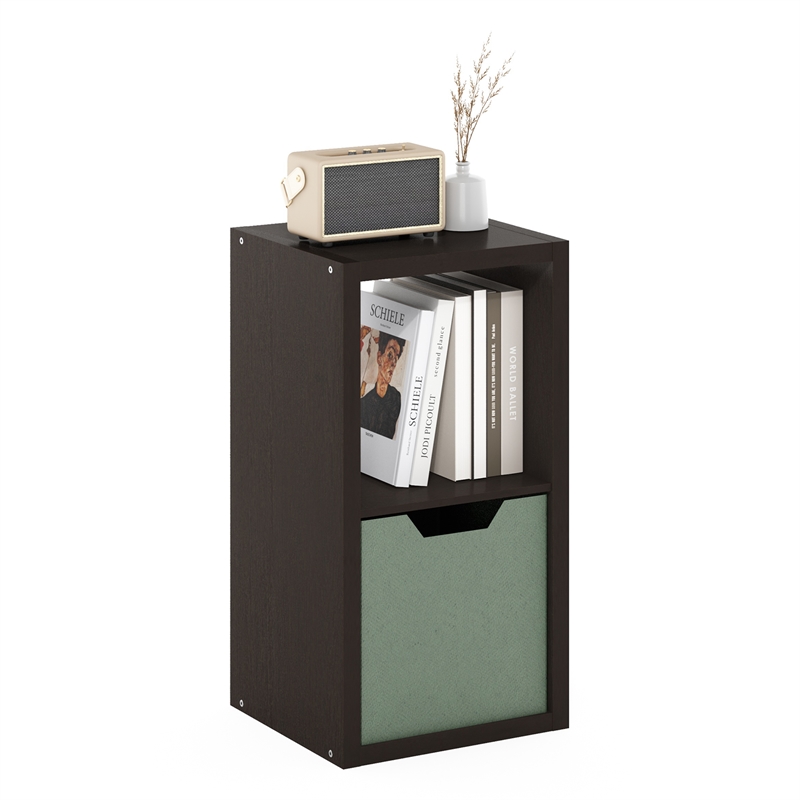 Pemberly Row Open Back Decorative Cube Storage Organizer in 2-Cube Dark Oak