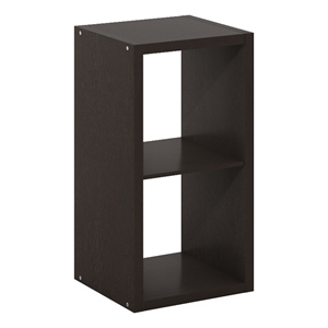 Pemberly Row Open Back Decorative Cube Storage Organizer in 2-Cube Dark Oak