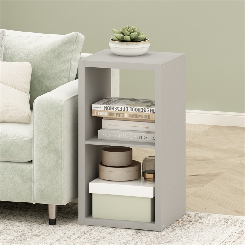 Pemberly Row Open Back Decorative Cube Storage Organizer in 2-Cube Light Gray