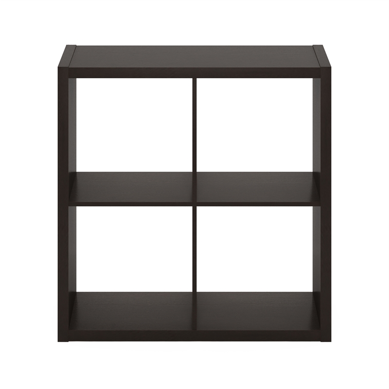 Pemberly Row Open Back Decorative Cube Storage Organizer in 4-Cube Dark Oak