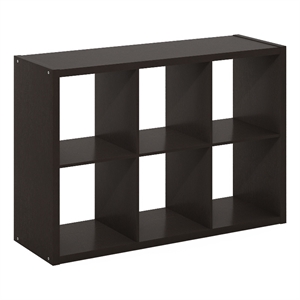 Pemberly Row Open Back Decorative Cube Storage Organizer in 6-Cube Dark Oak