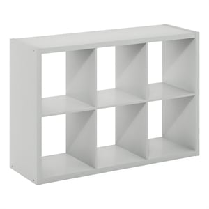 Pemberly Row Open Back Decorative Cube Storage Organizer in 6-Cube Light Gray