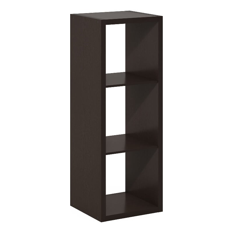 Pemberly Row Open Back Decorative Cube Storage Organizer in 3-Cube Dark Oak