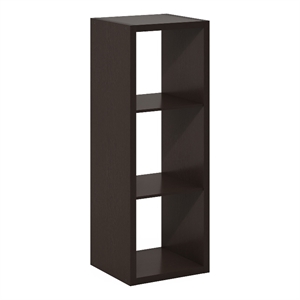 Pemberly Row Open Back Decorative Cube Storage Organizer in 3-Cube Dark Oak