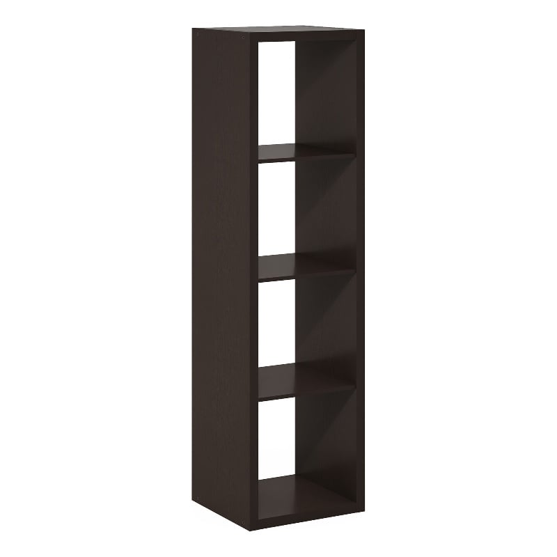 Pemberly Row Open Back Decorative Verticle Cube Storage Organizer in Dark Oak