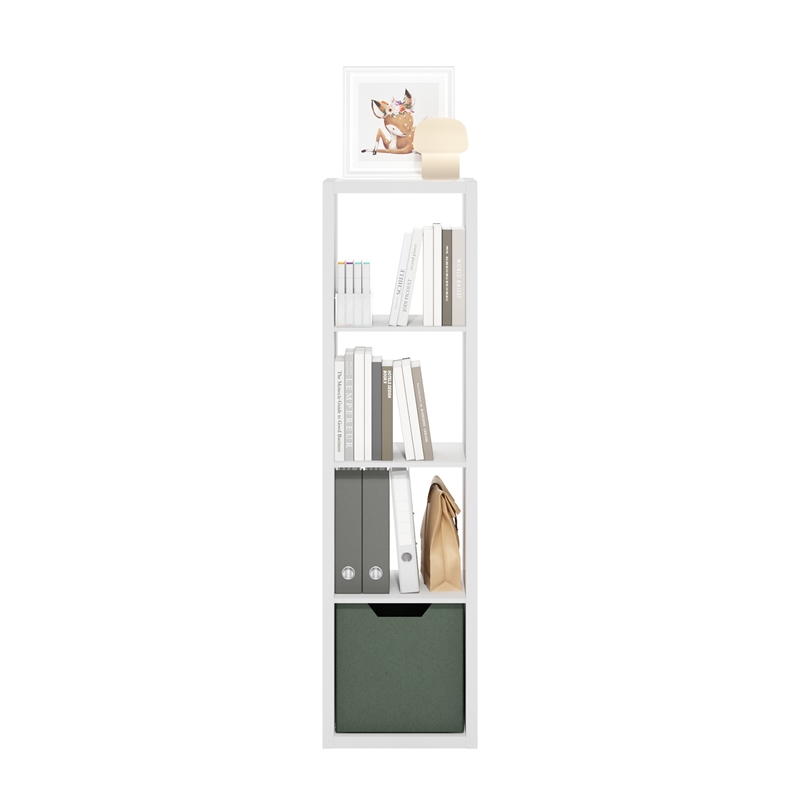 Pemberly Row Open Back Decorative Verticle Cube Storage Organizer in White