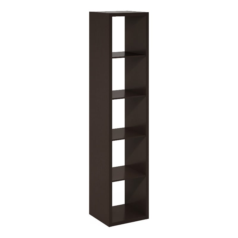 Pemberly Row Open Back Decorative Verticle Cube Storage Organizer in Dark Oak