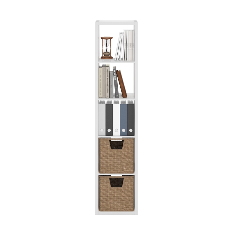 Pemberly Row Open Back Decorative Verticle Cube Storage Organizer in White