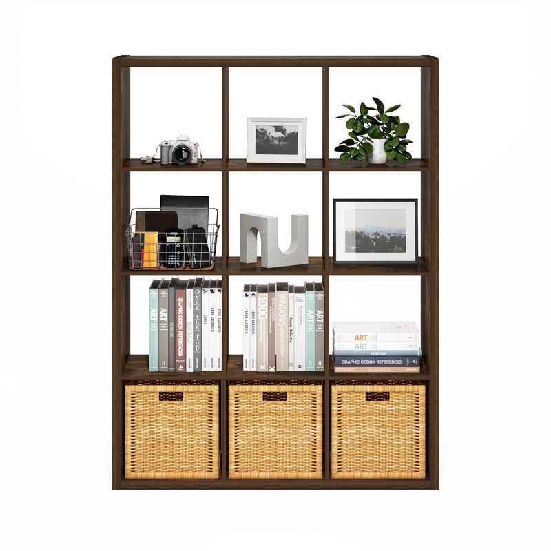Pemberly Row Open Back Decorative Cube Storage Organizer in Amber Pine