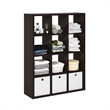 Pemberly Row Open Back Decorative Cube Storage Organizer in 12-Cube Dark Oak