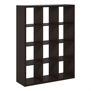 Pemberly Row Open Back Decorative Cube Storage Organizer in 12-Cube Dark Oak