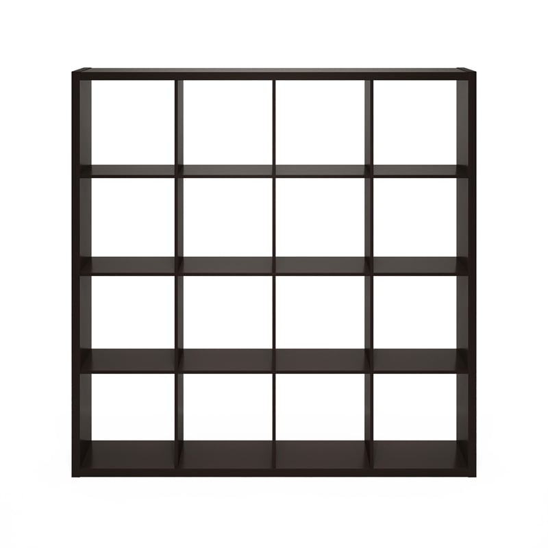 Pemberly Row Open Back Decorative Cube Storage Organizer in 16-Cube Dark Oak