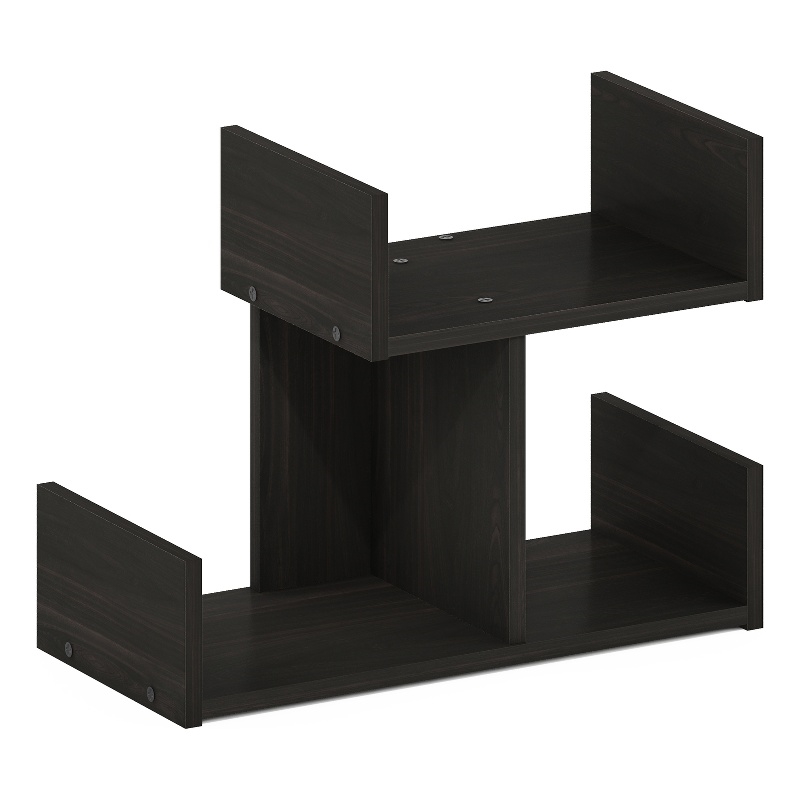 Pemberly Row Wood Desktop Bookshelf Storage Organizer for Home and Espresso