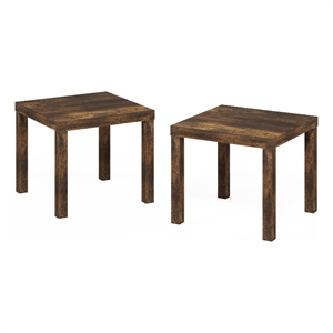 Pemberly Row Contemporaryy Square Side Table in Set of 2 in Amber Pine