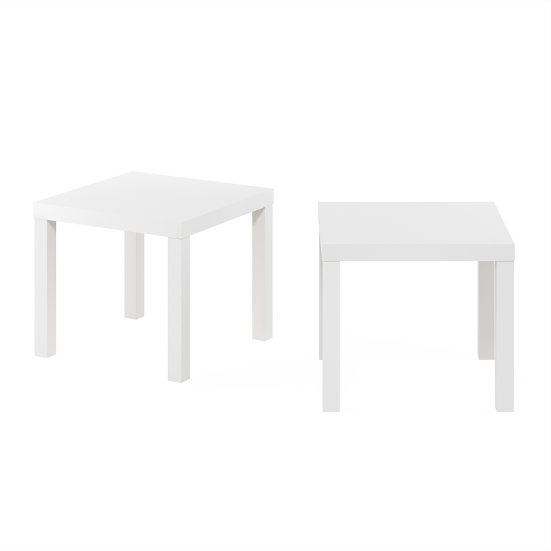 Pemberly Row Contemporaryy Square Side Table in Set of 2 in White
