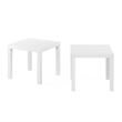 Pemberly Row Contemporaryy Square Side Table in Set of 2 in White