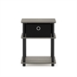 Pemberly Row Turn-N-Tube 3-Tier End Table with Storage Bin in French Oak/Black