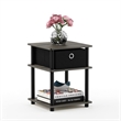 Pemberly Row Turn-N-Tube 3-Tier End Table with Storage Bin in French Oak/Black