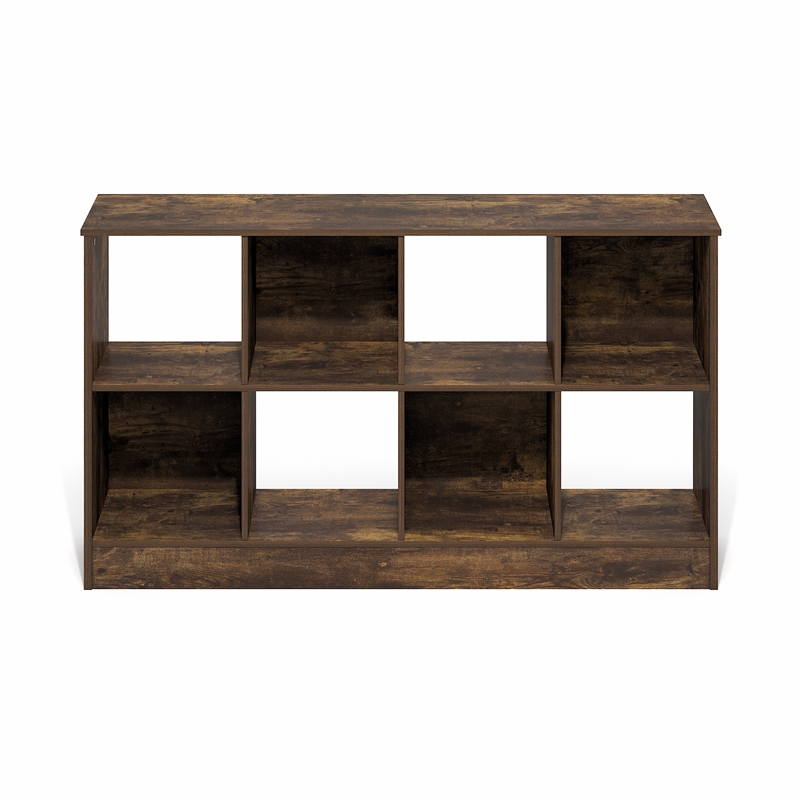 Pemberly Row Farmhouse 8-Cube Display Bookcase in Bookshelf in Amber Pine