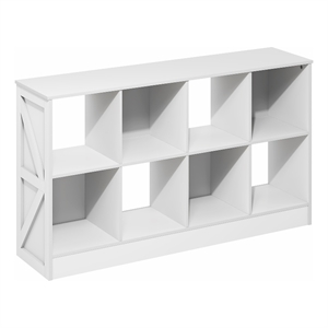 Pemberly Row Farmhouse 8-Cube Display Bookcase in Bookshelf in White