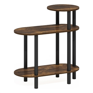 Pemberly Row Turn-N-Tube 3-Tier Oval Sofa Side/End Table in Amber Pine/Black