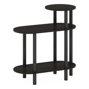 Pemberly Row Turn-N-Tube 3-Tier Oval Sofa Side/End Table with Espresso/Black