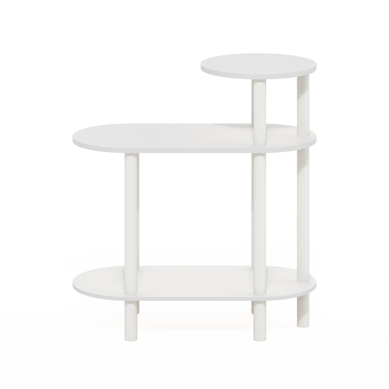 Pemberly Row Turn-N-Tube 3-Tier Oval Sofa Side/End Table in White