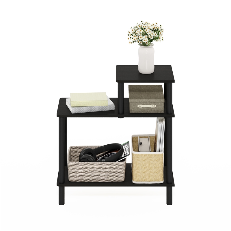 Pemberly Row 3-Tier Rectangular Sofa Side/End Table End in Espresso/Black